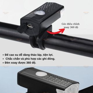 Đèn Pha Gắn Xe Đạp 3 Chế Độ Tích Hợp Sạc USB, Đèn Led Gắn Van Xe Đạp, Đèn Xe Siêu Sáng Chống Nước