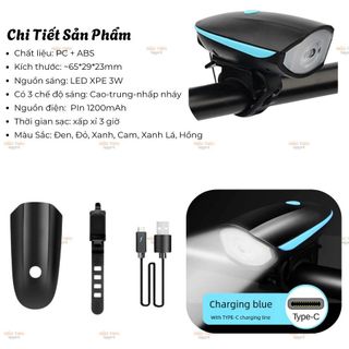 Đèn Xe Đạp Có Còi Xe + Hợp Sạc USB Tiện Lợi Gắn Van Xe Đạp, Đèn Pha Xe Đạp Thể Thao Chống Thấm Nước Tiện Lợi