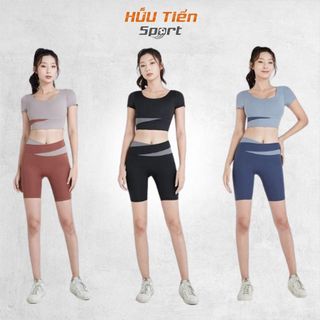 Set Đồ Tập Gym Nữ Ngắn, Bộ Quần Áo Thun BT02 Tập Thể Thao, Yoga, Aerobic Ôm Body Tôn Dáng Lưng Cao Sport Tập Thể Dục Chạy Bộ