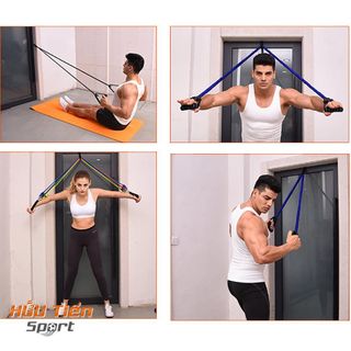 Dây Ngũ Sắc Tập Gym, Bộ 5 Dây Đàn Hồi Kháng Lực Tập Full Body, Dụng Cụ Tập Thể Hình Tại Nhà Đa Năng