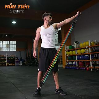 Dây Ngũ Sắc Tập Gym, Bộ 5 Dây Đàn Hồi Kháng Lực Tập Full Body, Dụng Cụ Tập Thể Hình Tại Nhà Đa Năng