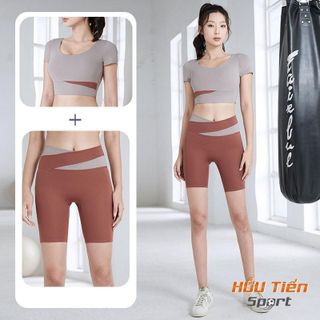 Set Đồ Tập Gym Nữ Ngắn, Bộ Quần Áo Thun BT02 Tập Thể Thao, Yoga, Aerobic Ôm Body Tôn Dáng Lưng Cao Sport Tập Thể Dục Chạy Bộ