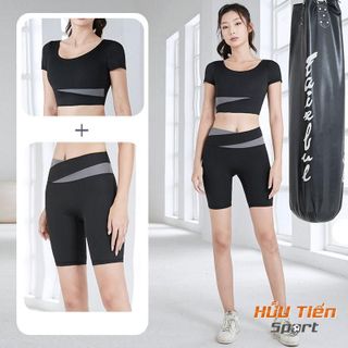Set Đồ Tập Gym Nữ Ngắn, Bộ Quần Áo Thun BT02 Tập Thể Thao, Yoga, Aerobic Ôm Body Tôn Dáng Lưng Cao Sport Tập Thể Dục Chạy Bộ