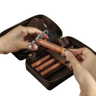 Hộp đựng xì gà nam da bò thật CF5010