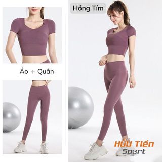 Bộ Quần Áo Tập Gym Nữ BTG01, Set Đồ Thun Tập Thể Thao, Yoga, Aerobic Ôm Body Tôn Dáng Co Giãn 4 Chiều Lưng Cao Có Mút Sport Tập Thể Dục Chạy Bộ