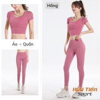 Bộ Quần Áo Tập Gym Nữ BTG01, Set Đồ Thun Tập Thể Thao, Yoga, Aerobic Ôm Body Tôn Dáng Co Giãn 4 Chiều Lưng Cao Có Mút Sport Tập Thể Dục Chạy Bộ