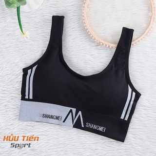 Áo Gym Sát Nách Chữ M AGCM, Áo Tập Chữ M Crop Top Phối Sọc Tập Gym Thoải Mái, Áo Bra Thun Dệt