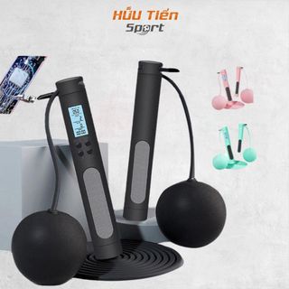Dây Nhảy Điện Tử Cán Trụ Cao Cấp Có Đếm Số Vòng, Dây Nhảy Không Dây Có Bóng Luyện Thể Lực