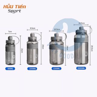 Bình Nước Nhựa Thể Thao, Bình Đựng Nước Tập Gym, Yoga 600ML - 2 Lít Tặng Kèm Dây Đeo Và Ống Hút Cao Cấp