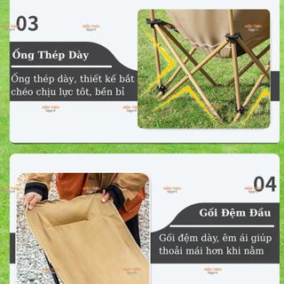Ghế Xếp Lưng Cao Có Gối Tựa Gập Gọn, Điều Chỉnh Góc Ngả, Dã Ngoại, Câu Cá , Không Kèm Đồ Gác Chân