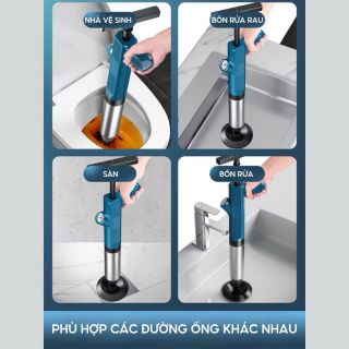 Dụng cụ Thông Tắc Bồn Cầu,Dụng Cụ Thông Bồn Rửa Mặt, Bồn Tắm, Cây Thông Bồn Cầu Nén KHÍ(tay ngang)