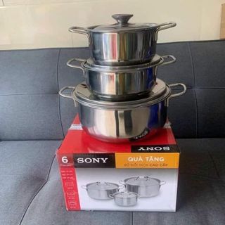 Bộ nồi Inox Sony 3 món cao cấp