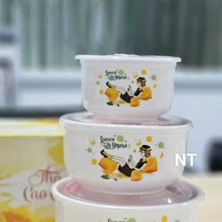 Bộ thố sứ 3 cái nắp hút chân không