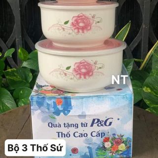Bộ thố sứ 3 cái nắp hút chân không