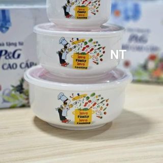 Bộ thố sứ 3 cái nắp hút chân không