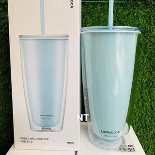 Ly nhựa 2 lớp kèm ống hút và cọ vệ sinh locknlock - 750ml