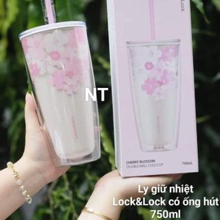 Ly nhựa 2 lớp kèm ống hút và cọ vệ sinh locknlock - 750ml