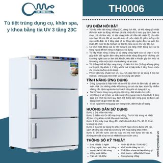 Tủ tiệt trùng dụng cụ, khăn spa, y khoa bằng tia UV 3 tầng 23C