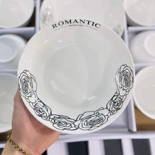 Sét 14 món bát dĩa kèm muỗng hình hoa hồng đen Romantic
