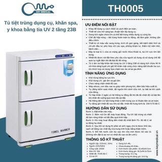 Tủ tiệt trùng dụng cụ, khăn spa, y khoa bằng tia UV 2 tầng cao cấp loại 1