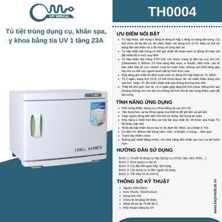 Tủ tiệt trùng dụng cụ, khăn spa, y khoa bằng tia UV 1 tầng 23A