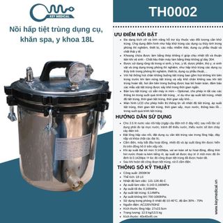 Nồi hấp tiệt trùng dụng cụ, khăn spa, y khoa 18L