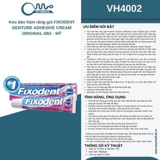 Keo dán hàm răng giả FIXODENT DENTURE ADHESIVE CREAM ORIGINAL 68G - MỸ