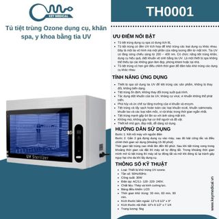 Tủ tiệt trùng Ozone dụng cụ, khăn spa, y khoa bằng tia UV