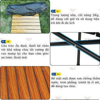 Bàn Gấp Gọn Dã Ngoại Camping Siêu Nhẹ, Bàn Xếp Gọn Du Lịch Picnic, Bàn Trà Mini Ngoài Trời Tiện Lợi Nhỏ Gọn