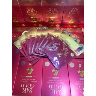 MẶT NẠ TINH CHẤT VÀNG 2IN1 BIOCOS 24K GOLD PERFECT COLLAGEN AMPOULE MASK – Coreana Biocos (1 hộp/ 10 miếng)