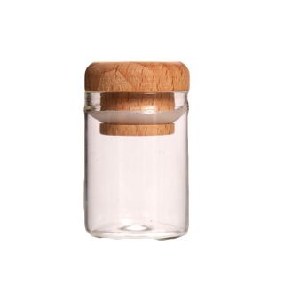 vỎ Chai thủy tinh trưng bày mini , miệng thẳng nắp gỗ trong suốt ống nghiệm phân phối chai 15ml->210ml ( IN ĐIÊU KHẮC LOGO THEO YÊU CẦU )