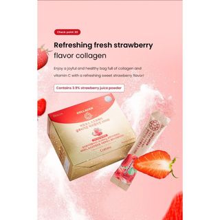Bột Uống Collagen - Biocos Strawberry Glutathione Fish Collagen (Hộp 60 gói)