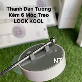 Bộ thanh dán tường + 6 móc treo nhựa Look Kool