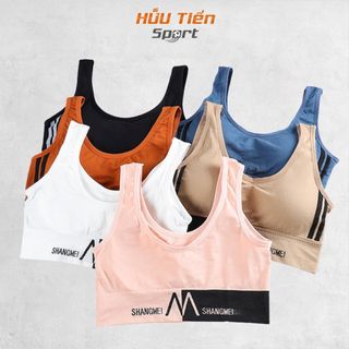Áo Gym Sát Nách Chữ M AGCM, Áo Tập Chữ M Crop Top Phối Sọc Tập Gym Thoải Mái, Áo Bra Thun Dệt