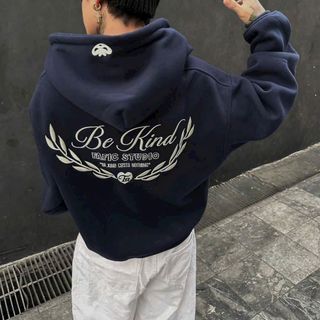 Áo Khoác Boxy Thêu BE KIND - Chất Nỉ Bông Mịn Dày, FORM RỘNG