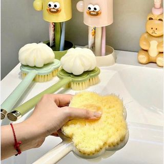 Cây Bông Tắm Chà Lưng 2 Mặt Kèm Bàn Chải cọ da mền mịn đồ dùng nhà tắm