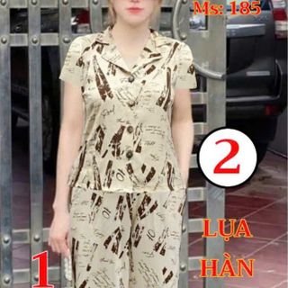 Set Bộ Lụa Hàn Áo Có Tay Quần Ống Xuông