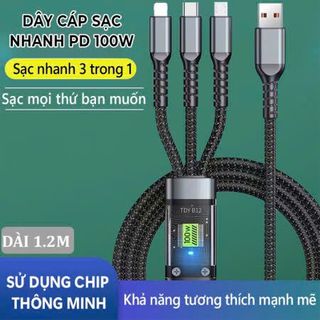 DÂY SẠC 3IN1 CÓ ĐÈN - 100W