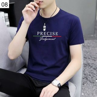 Áo thun nam cổ tròn ngắn tay mùa hè dáng thể thao vải thun co giãn