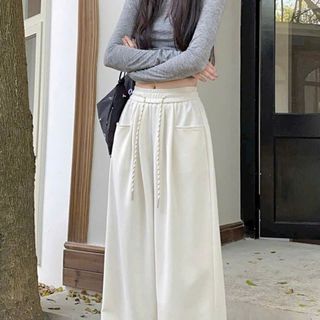 Quần Ống Rộng Cạp Cao Túi Vuông Chất Da Cá Tôn Dáng Thời Trang (2 Size L, XL)