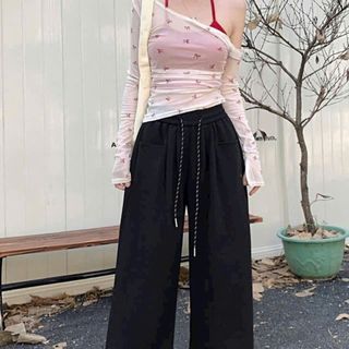 Quần Ống Rộng Cạp Cao Túi Vuông Chất Da Cá Tôn Dáng Thời Trang (2 Size L, XL)