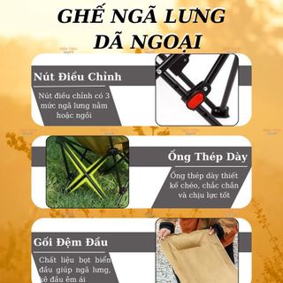 Ghế Gấp Dã Ngoại Có Gác Chân, Ghế Xếp Gọn Thư Giãn 4 Tư Thế, Siêu Nhẹ – Dùng Cho Cắm Trại, Câu Cá, Picnic Ngoài Trời