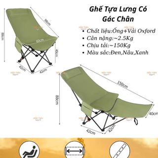 Ghế Gấp Dã Ngoại Có Gác Chân, Ghế Xếp Gọn Thư Giãn 4 Tư Thế, Siêu Nhẹ – Dùng Cho Cắm Trại, Câu Cá, Picnic Ngoài Trời