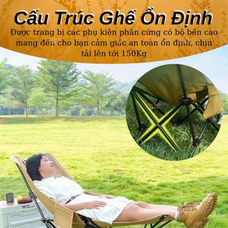 Ghế Gấp Dã Ngoại Có Gác Chân, Ghế Xếp Gọn Thư Giãn 4 Tư Thế, Siêu Nhẹ – Dùng Cho Cắm Trại, Câu Cá, Picnic Ngoài Trời