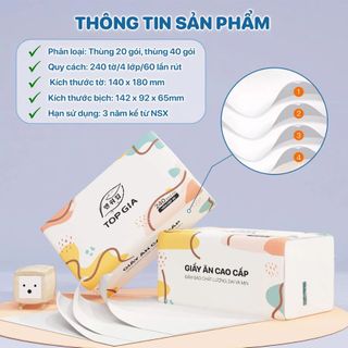 THÙNG 20 GÓI KHĂN GIẤY RÚT ĐA SẮC TOP GIA