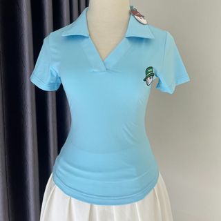 MALBON ÁO THUN THỂ THAO NỮ CỔ V TAY NGẮN THỜI TRANG MÙA HÈ SLIMFIT