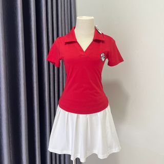 MALBON ÁO THUN THỂ THAO NỮ CỔ V TAY NGẮN THỜI TRANG MÙA HÈ SLIMFIT