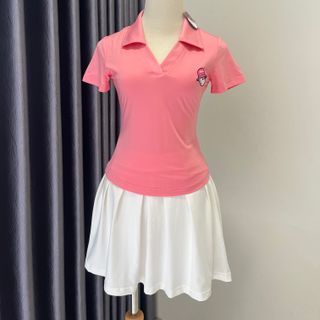 MALBON ÁO THUN THỂ THAO NỮ CỔ V TAY NGẮN THỜI TRANG MÙA HÈ SLIMFIT