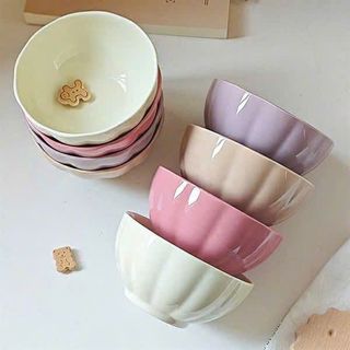 Bộ 4 Bát Gốm Ceramic Tráng Men Bóng Cao Cấp 300ml Màu Pastel Nhẹ Nhàng ( THÙNG 18B )