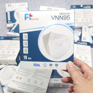 Combo 100 Cái Khẩu Trang Y Tế PT MASK VNN95, Chống Bụi Siêu Mịn PM2.5, Màu Trắng (Một hộp gồm 10 cái)